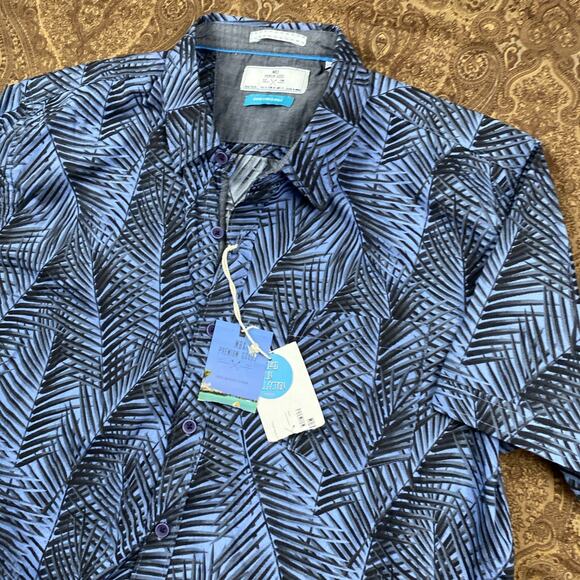 MBX Premium Goods Hawaiian Button Up Shirt Mens XL Blue Floral Beach NWT - Picture 2 of 10
